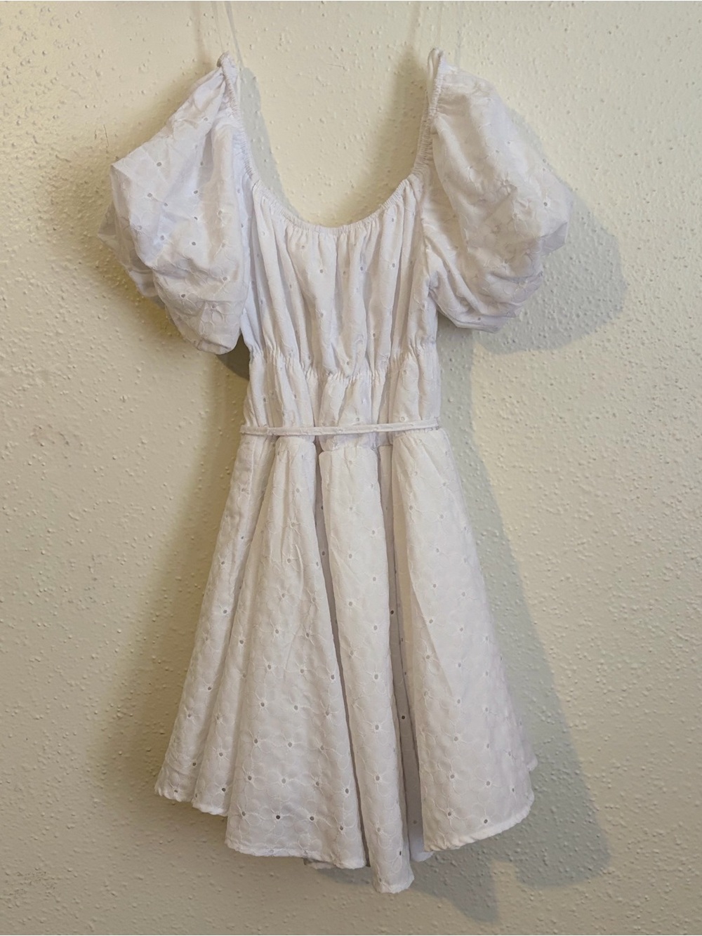 Poppies & Roses Bubble Sleeve White Coquette Dress Size Girls 8.